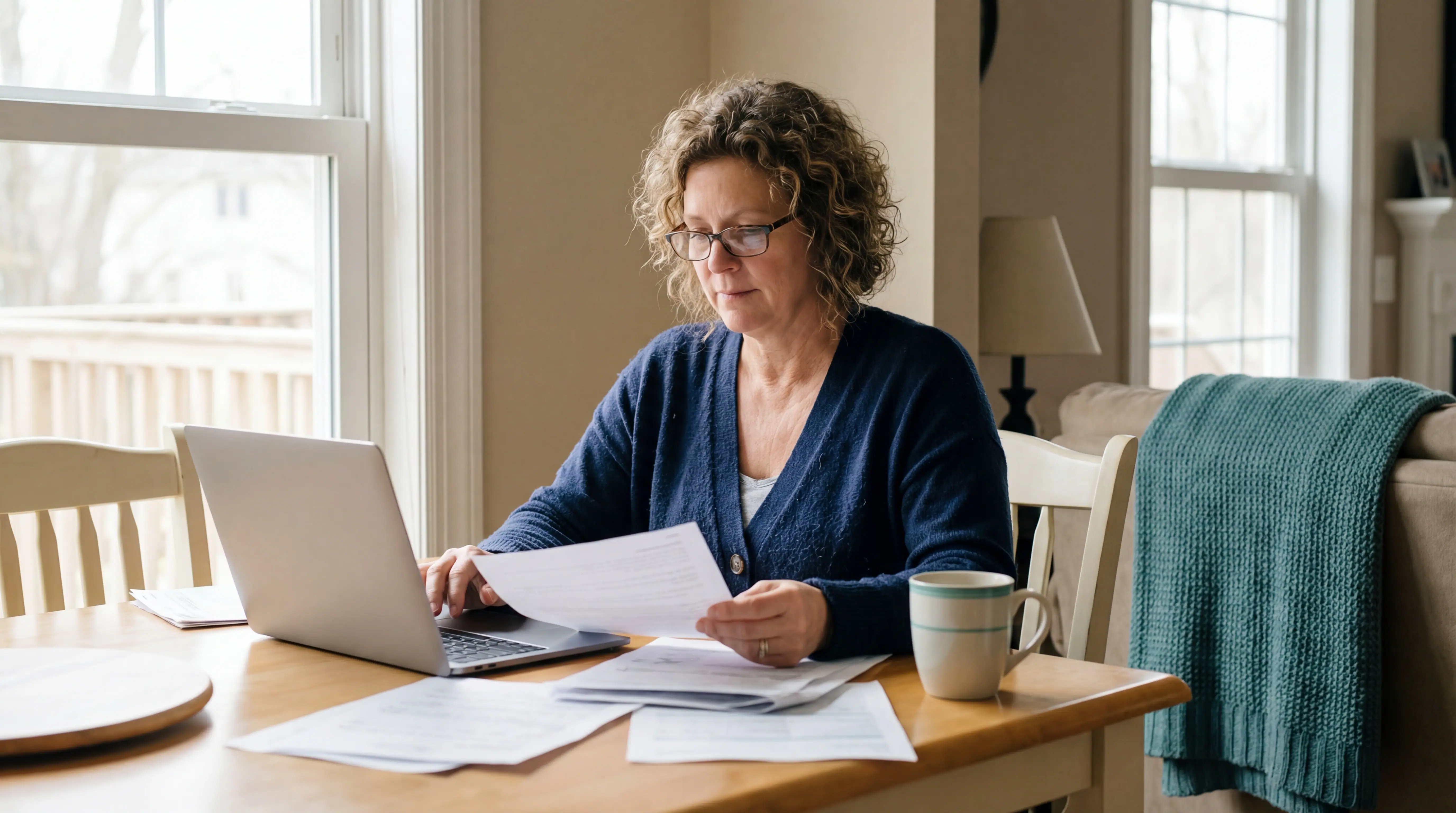 Patient using smartphone to start a prescription assistance application from home